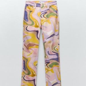 Zara Colorful Swirl Pattern Jean Pants